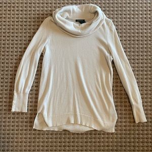 Cream cow neck sweater with buttons on sleeves